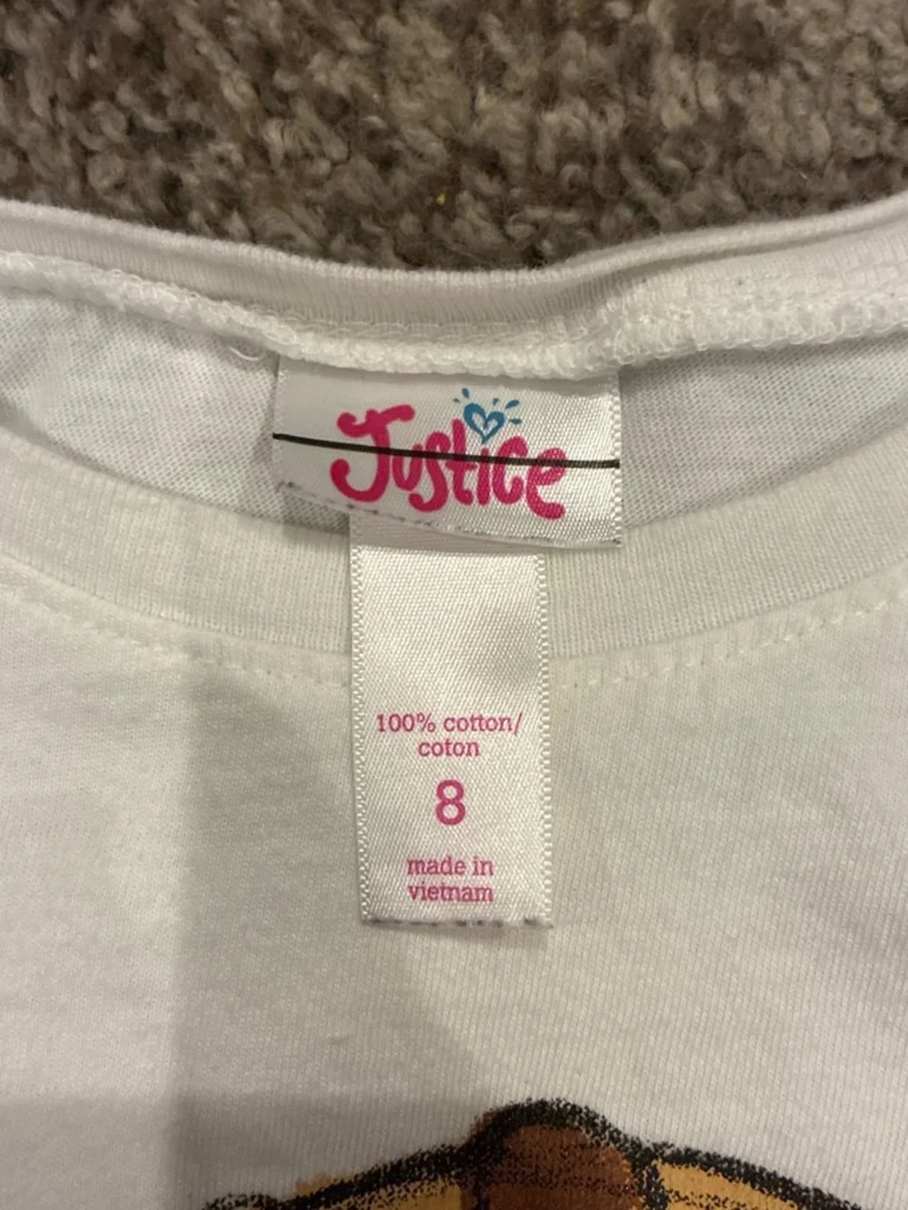 Justice White Tee with Pink-Glasses Cookie Graphic